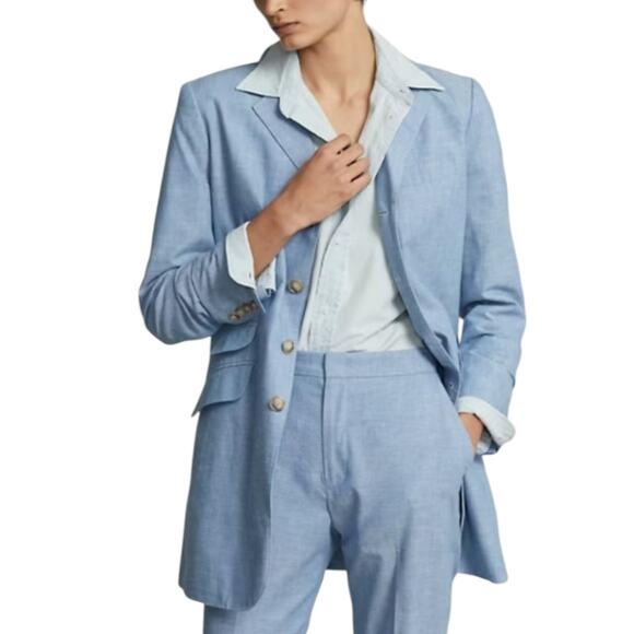 Lauren Ralph Lauren Jackets & Blazers - Ralph Lauren Women's Light Blue Silk Linen Blend Blazer Plus‎ Size 20W
